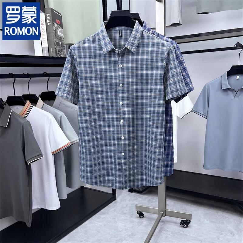 ROMON Men s Summer Plaid Short-Sleeve Shirt 175