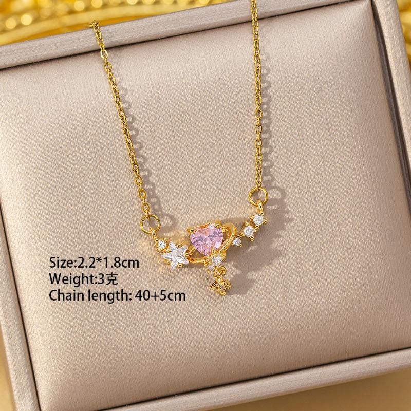 [Titanium Steel] Necklace Women's Copper Micro-inlaid Electroplating Advanced Sense Delicate Clavicle Chain Jewelry