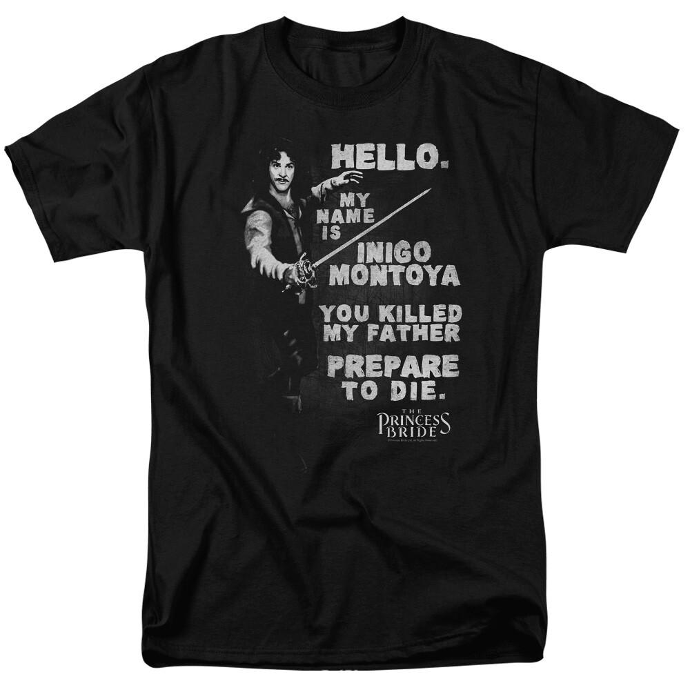 

26 The Princess Bride Hello Again T Shirt Mens Licensed 80s Movie Tee Inigo Black Unisex T-Shirt XL