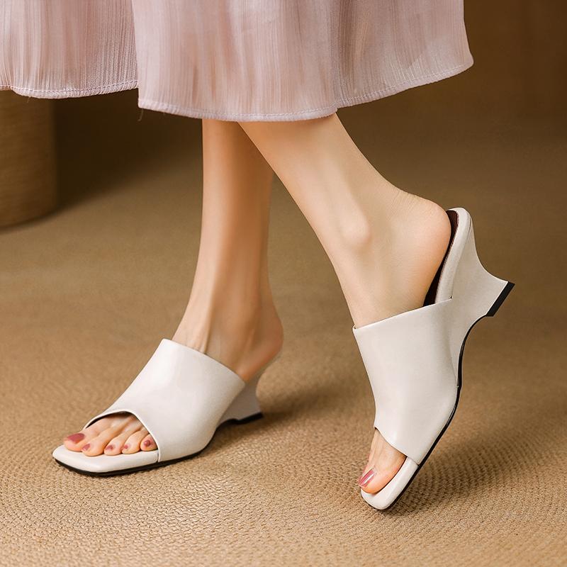 Fashion 2025 Summer Modern Outdoor Slipper Women Shoes Peep Toe Chunky Heel Women Mules High Heel Shoes for Women Handmade Shoes