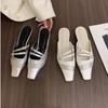 Band Design Sandals Women 2025 Summer Woman Slipper Low Heel Elegant Dress Shoes Shallow Comfort Slides Narrow