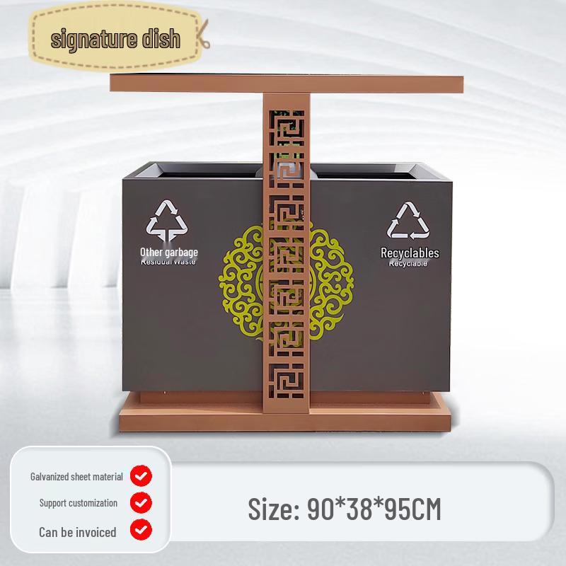 Classic Square Stainless Steel Outdoor Trash Can