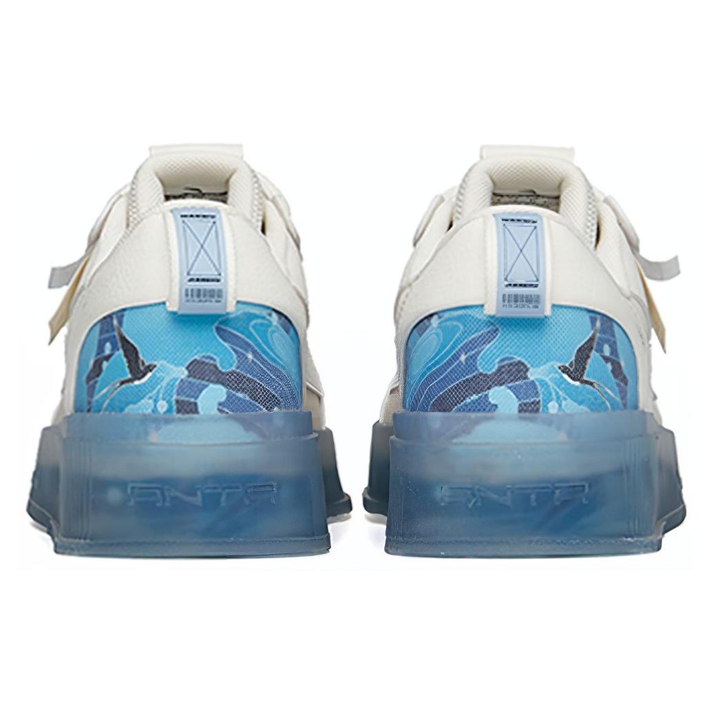 Anta Transparent Sole Casual Jelly Shoes Non-Slip Wear-Resistant Lightweight Low-Top Skate Shoes Men Sneakers White Blue 912228030-6