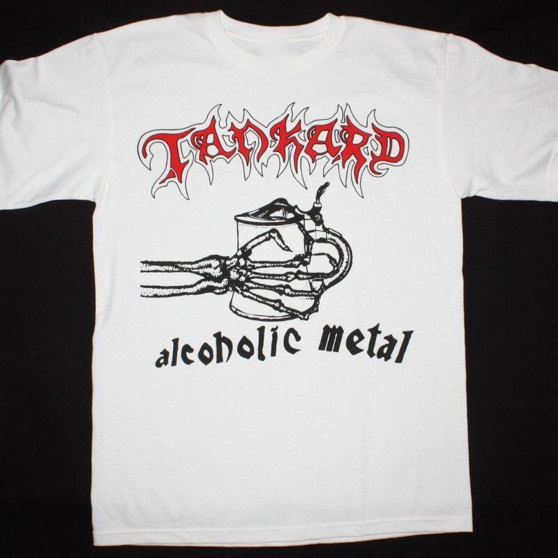 Vtg Tankard Band ALCOHOLIC METAL Cotton White All Size Unisex Shirt CM041 Unisex T-Shirt L