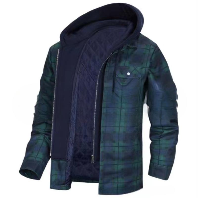 Winter Checkered Hooded Jacket Men Loose Thickened Cotton Windproof Jacket Warm Comfort Outdoor Multiple Colors Casual Clothes
