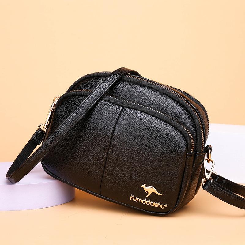 Sufficient soft leather splicing three-layer women's small bags diagonal span bags are all simple trendy shopping bags