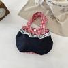 Sweet Lace Ctrast Color Women's Small Handbags Retro Denim Ladies Plaid Purse Tote Bento Bags Casual Bow Star Female Lunch Bag