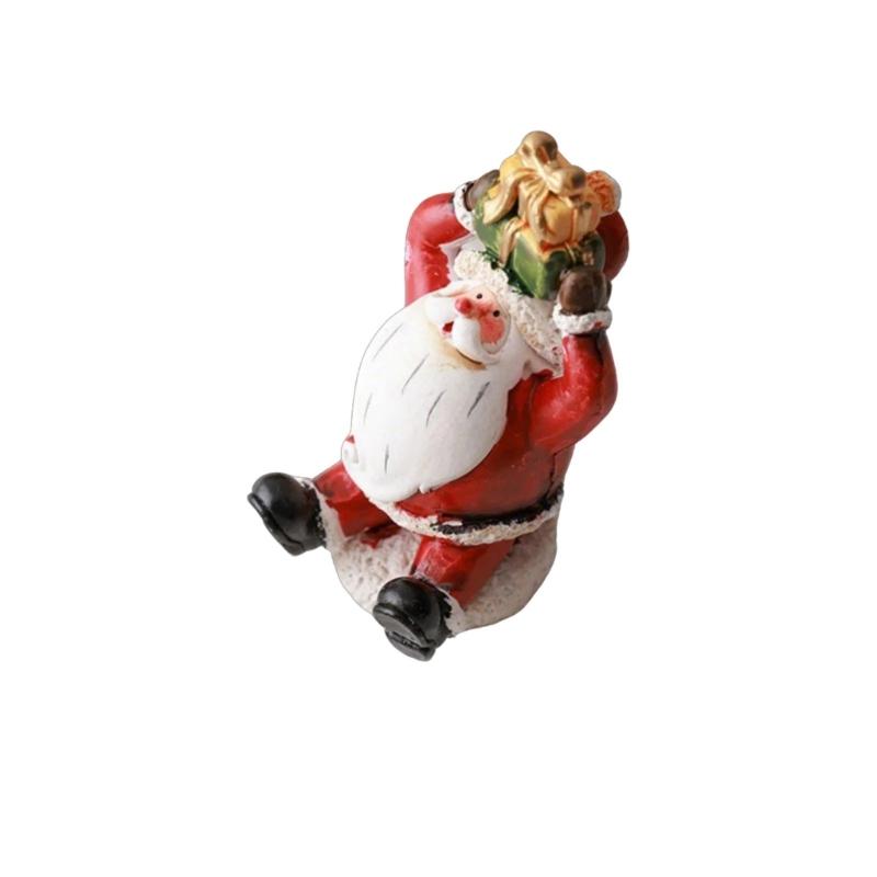 Christmas Resin Figurine Snowman Santa Statue Ornament for  Living Space Table Decoration Resin Craft Present