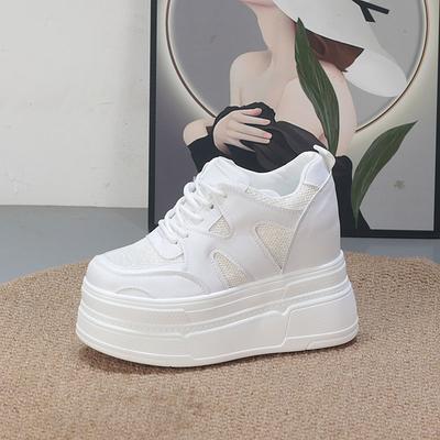 Scarpe alla moda 10CM in Rete d'Aria Vera Pelle con Zeppa Piattaforma per Skate Boarding Tacchi di Marca Alta Scarpe Vulcanizzate Casual da Donna Estive