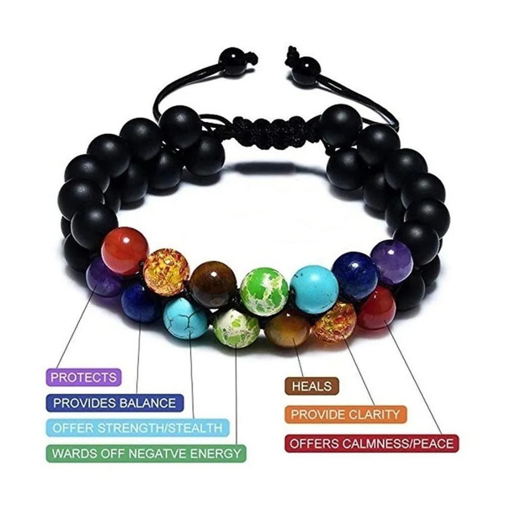 7 Chakra Health Balance Beaded Bracelet Volcanic Stone Energy Yoga Jewelry Gift