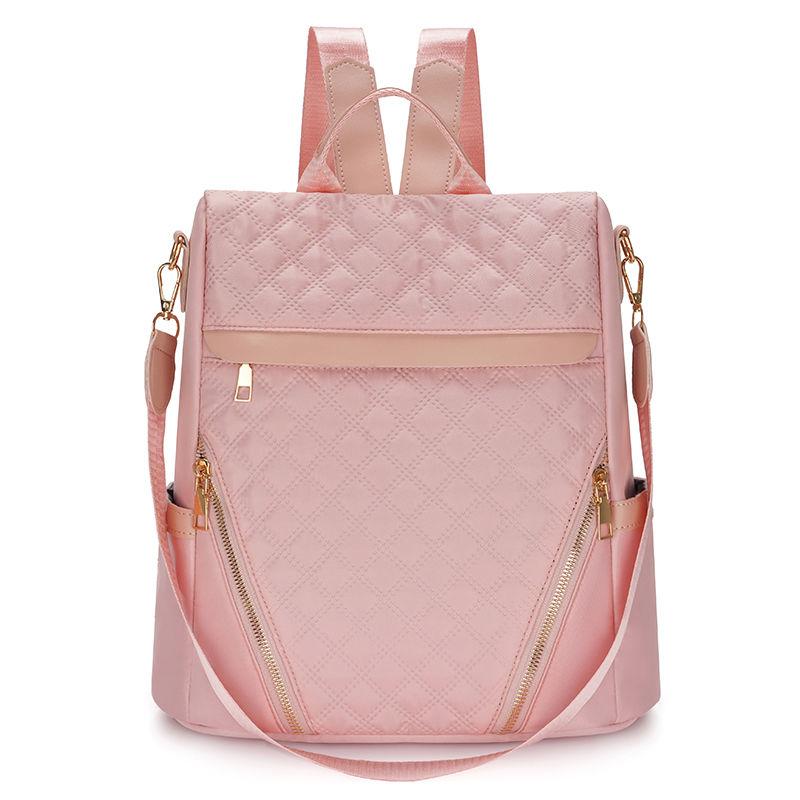 Nylon Water-Resistant Backpack Large Capacity Fashion Checkered Travel Bag