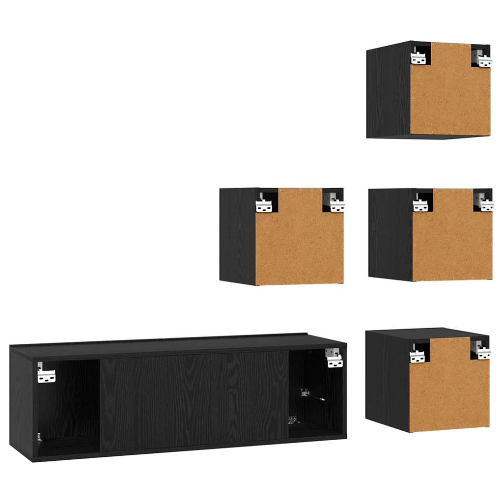 TV Cabinet Set 5 pcs 100 x 30 x 30 cm Black Oak