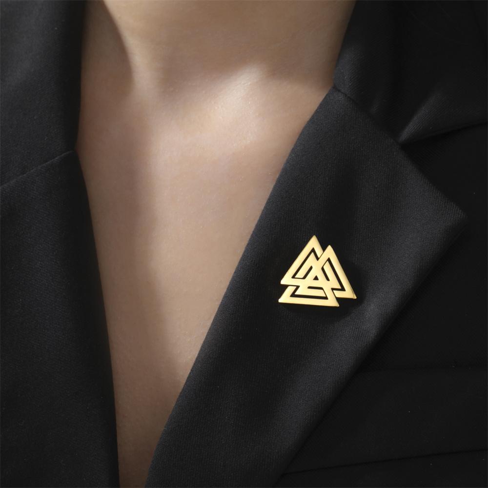My Shape Nordische Wikinger Valknut Brosche für Männer Frauen Hrunger Odin Rune Dreieck Amulett Broschen Pins Modeschmuck Großhandel