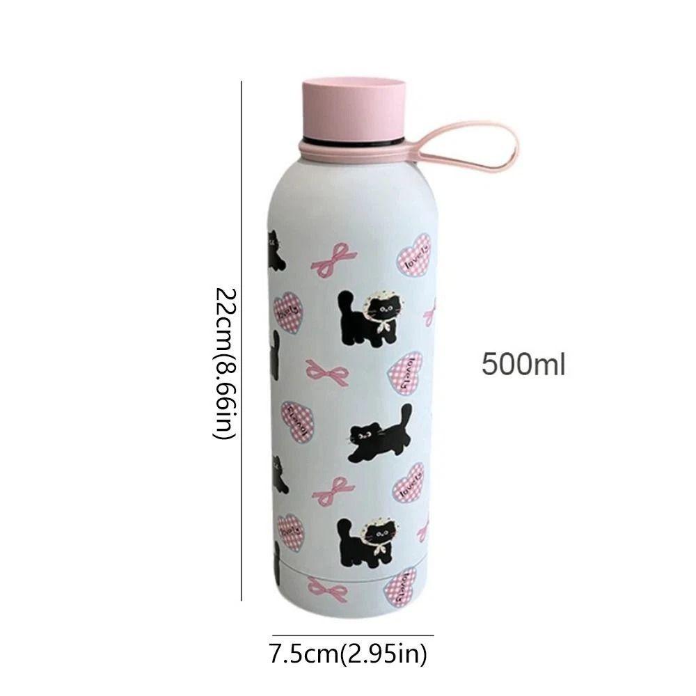 Cartoon Prints Students Coffee Mug Stainless Steel Insulated Water Bottle Outdoor Travel