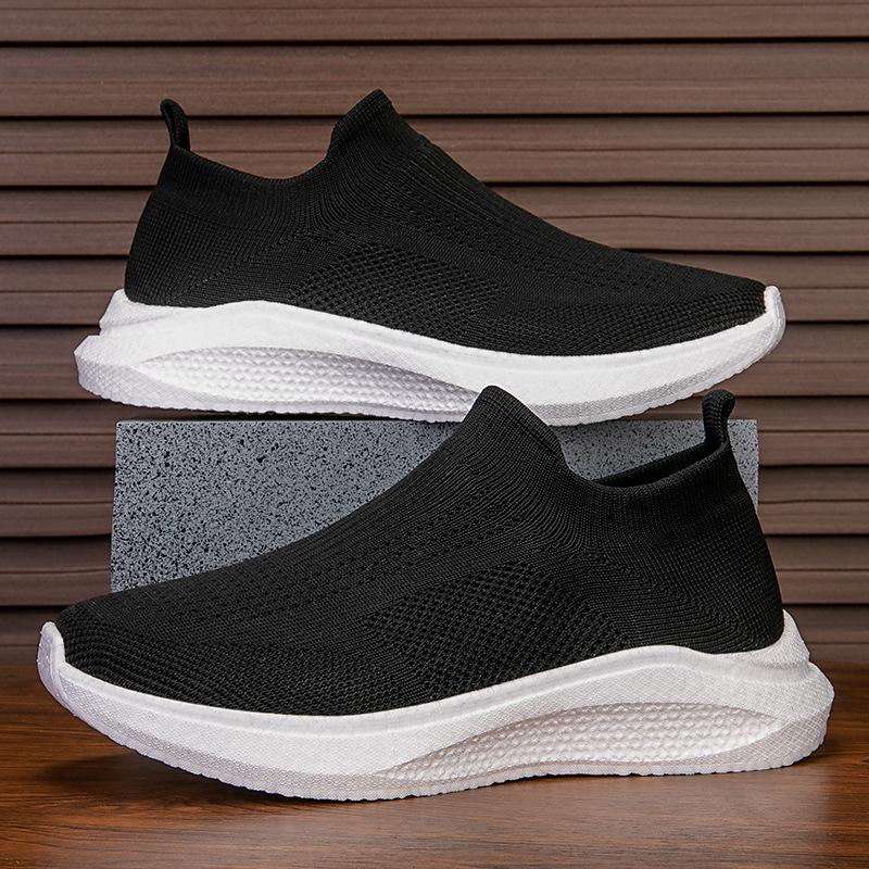 2025 new men's and women's sports shoes popcorn mesh running shoes fly-woven lightweight breathable large-size running shoes