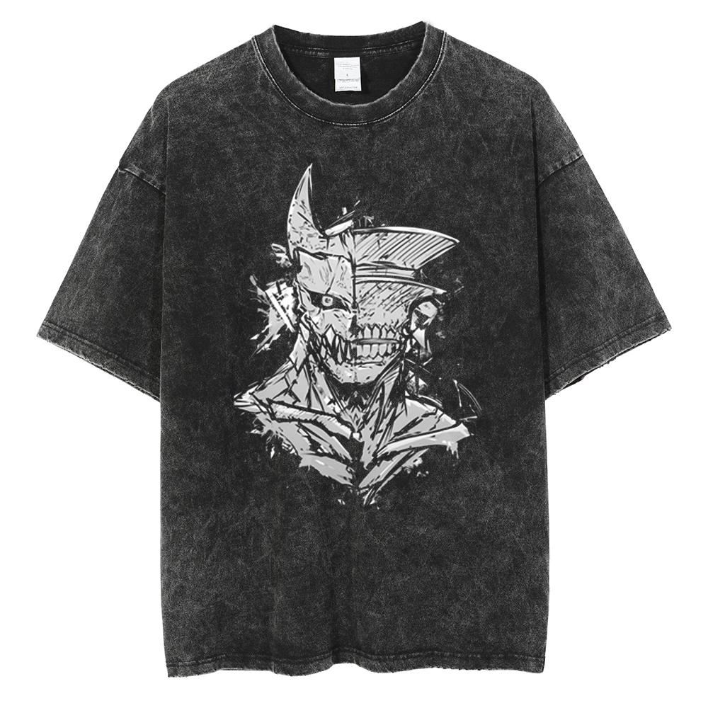 Japan Anime Kaiju No. 8 Cool Print T Shirt Men Women Vintage Washed Cotton Tshirts Oversized T-shirt Harajuku Male Y2k Tee