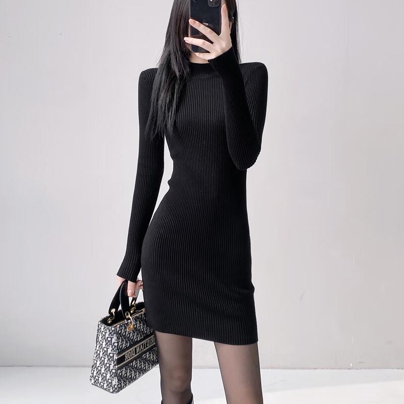 

YUZHAOLIN Women s Semi-High Neck Knit Dress One Size