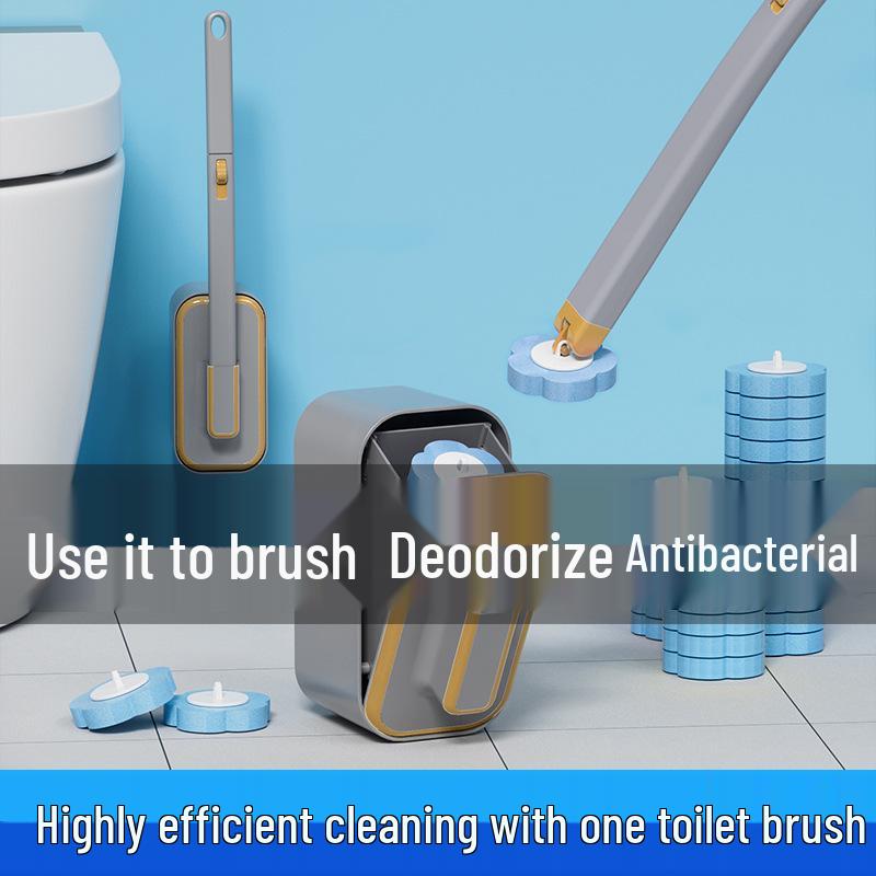 Wall-Mounted Disposable Toilet Brush Set with Long Handle