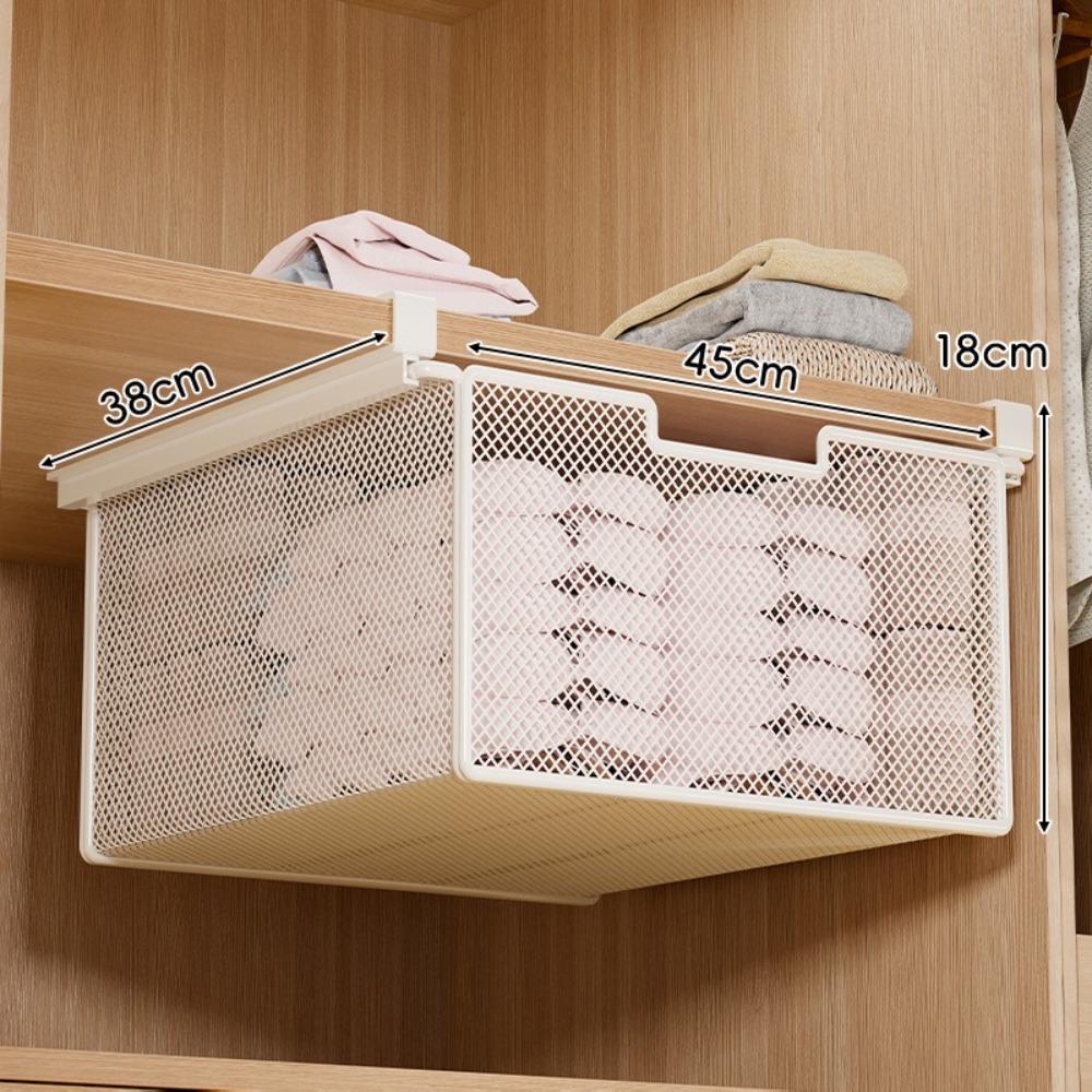 Large Capacity Underwear Storage Basket Under Shelf Pure Color Hanging Organizer Under Cabinet Basket Design