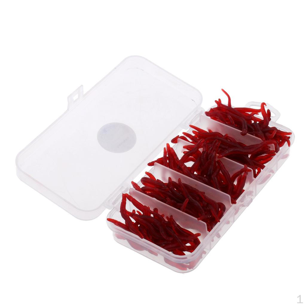 

150Pc Worm Trout Fishing Accessories Red