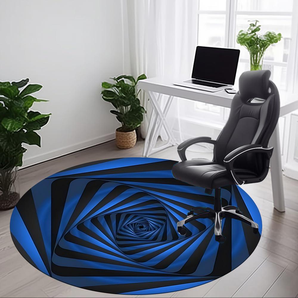 1pc Blue Spiral Tunnel Chair Carpet for Office Non-Slip, Machine Washable Rug for Office - Holiday DecorMachine Made Yy251029112