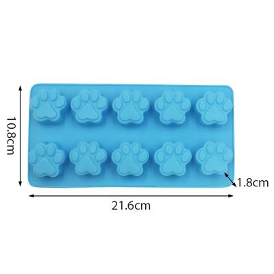 10 Cells Dog Cat Paw Silicone Cake Molds For Biscuit Jelly Baking Pan Ice Tray