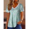 VEZFAA Women's Fashion Casual Summer Spring Short Sleeve V-Neck Blouses & Shirts