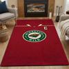 Minnesota Wild Team Logo On Red Background Patterned Carpet, Non Slip Mat Suitable for Living Room and Bedroom Sofas