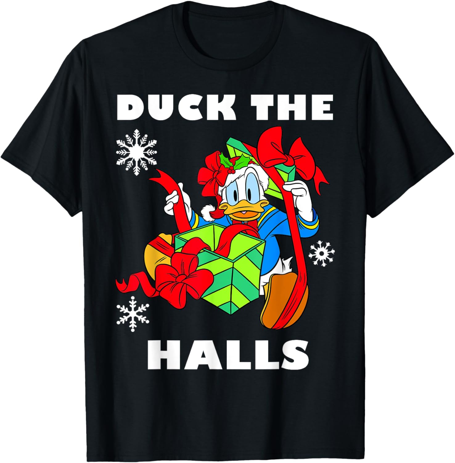 Hot Fashion Casual Disney Donald Duck The Halls Christmas Portrait T-Shirt S-4XL Summer S