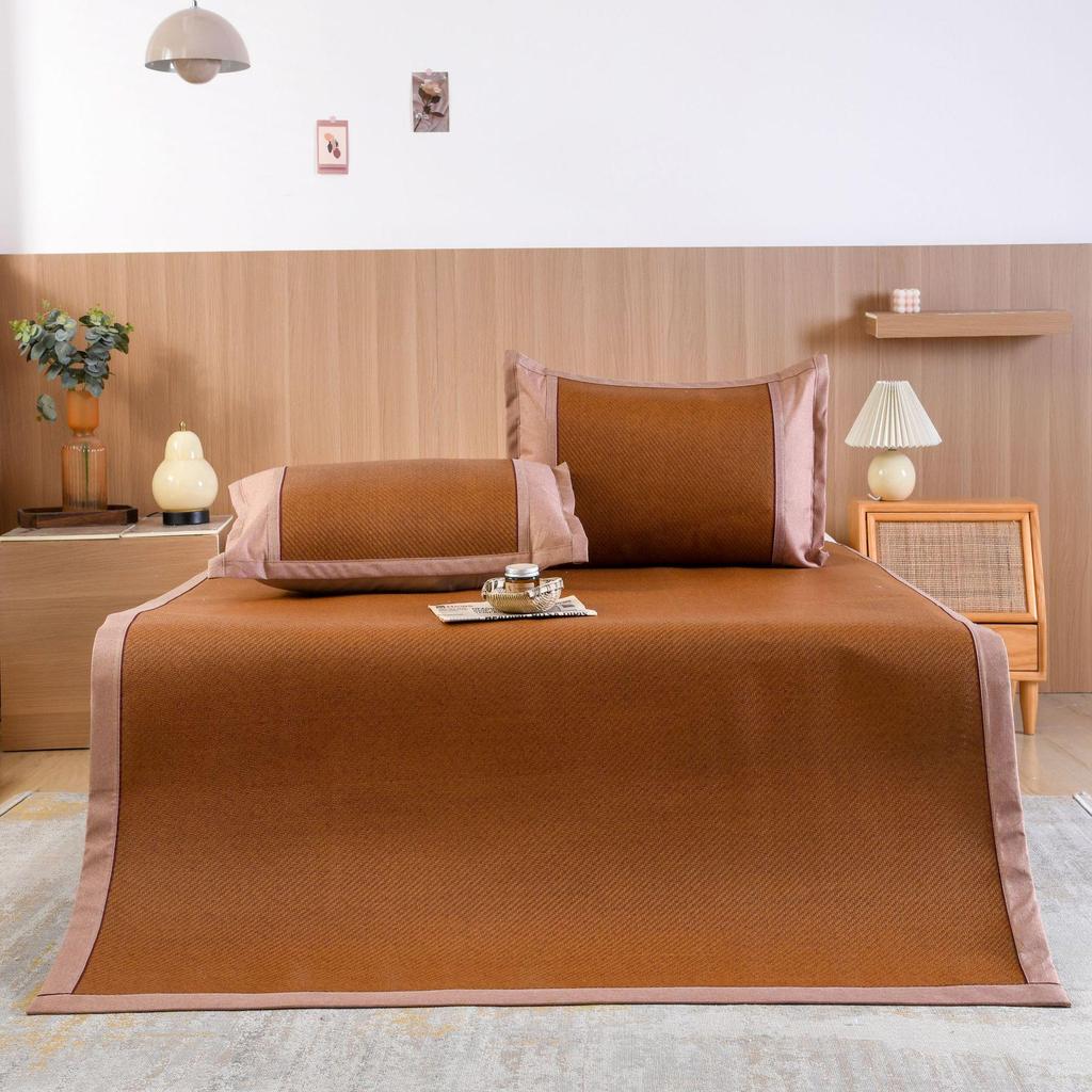 2026 Cooling Rattan Ice Silk Mat Set for Double Bed - Foldable 3-Piece Summer Air Conditioning Mat