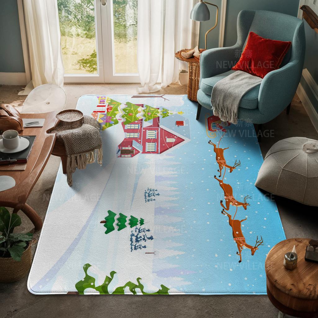 House Entrance Carpet Home Door Mat Living Room Bath Foot Bathroom Non-slip Water Absorption Rugs Bath Merry Christmas Winter
