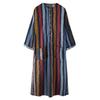 Men's Long Sleeve Arabian Striped Printed Shirt Muslim Men's Robe