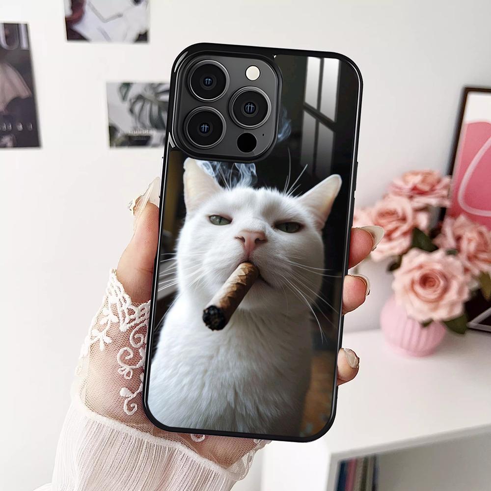 Pet Cat Funny Memes Phone Case For iPhone 16 15 14 13 12 11 Pro Xs Max Mini Plus Antislip Shockproof Hard Funda
