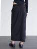 Holpeipeo Two-Line Long Skirt - Black