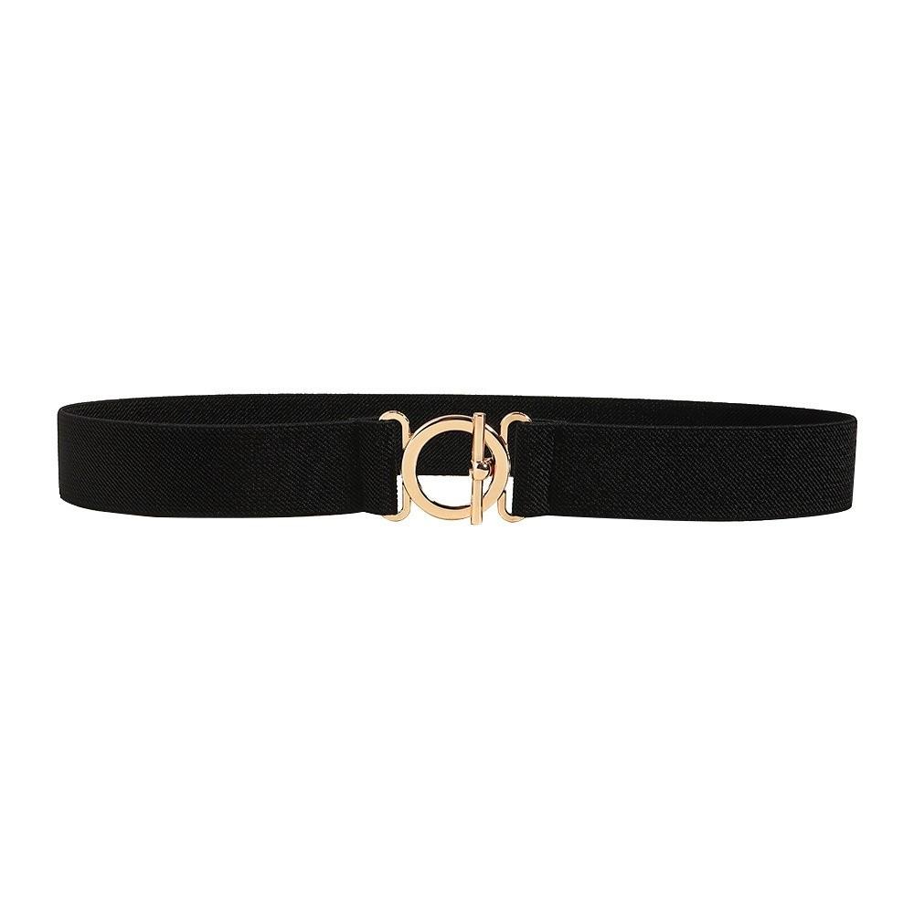 Fashion Adjustable Women Elastic Stretch Belt 3cm Wide Metal Ring Buckle Women Band No Bugle No Hassle Dress Belt Dress чёрный