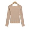 Spicy Girl Cashmere Heart Neck Slim-Fit Button-Up T-Shirt for Autumn/Winter 2025