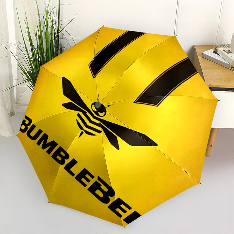 1PC Bumblebee Logo Automatic Open/Close, 8-Rib Durable Frame Compact Travel Umbrella for Men & Women S1222078