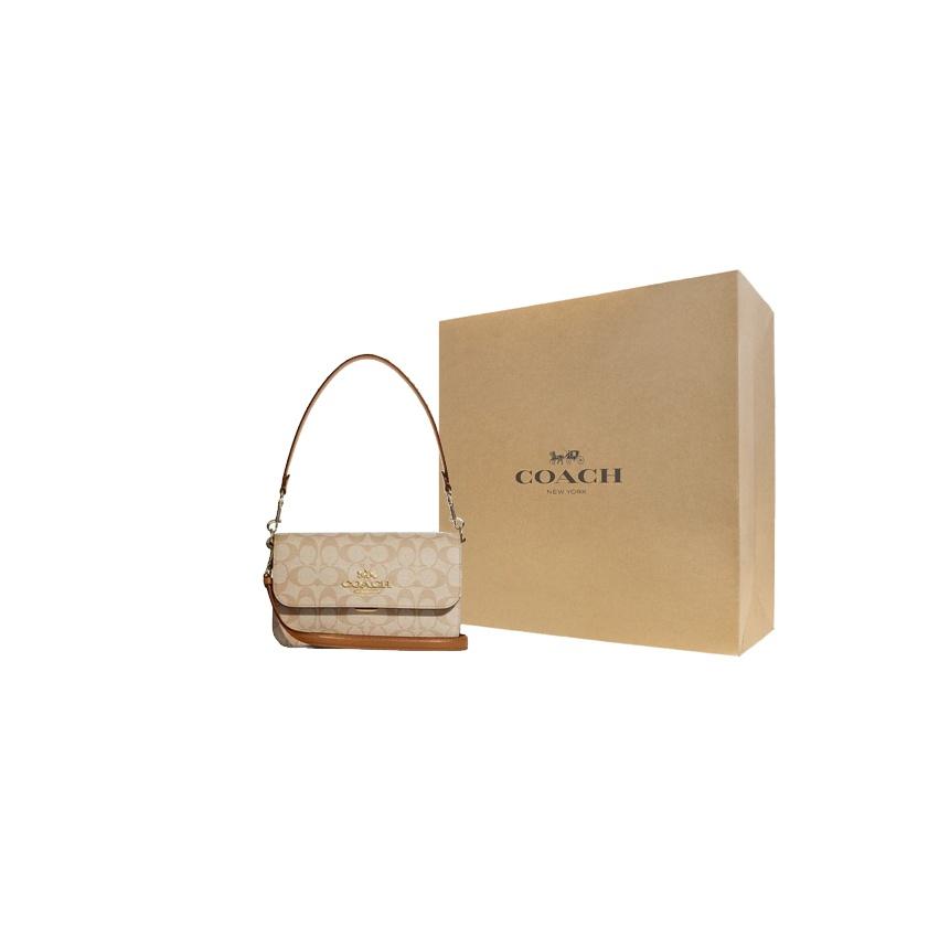 Coach Brynn 23 Classic Monogram Flap Top Detachable Long Handle Adjustable Shoulder Strap Canvas With Leather Tote Crossbody Shoulder Bag CA529-IMNLJ