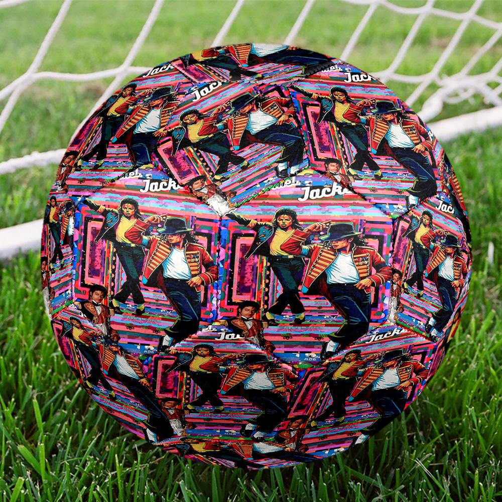 Michael Jackson Print Size 5 Soccer Ball, Standard Match Football for Sports Game and Team Practice, Ideal Gift for Soccer Fans