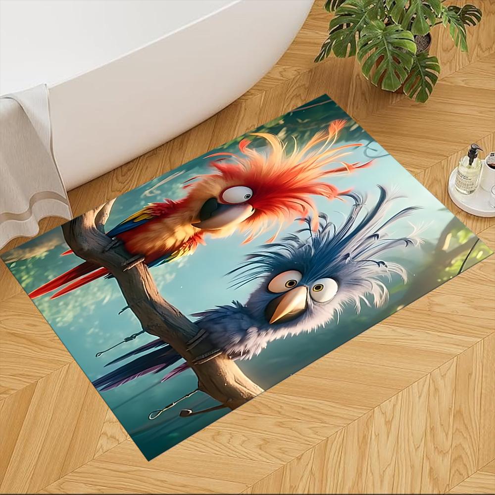 Tropical Parrots And Flowers Non-Slip Home Carpet Design for Office Decor Living Room Bedroom Gift
