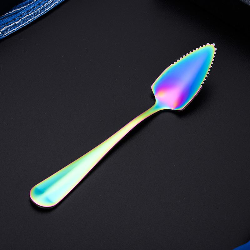 Stainless Steel Fruit Grapefruit Spoon Serrated Edge  Ice Cream Dessert Tea Coffee Stirring Spoon Kitchen Cutlery Tableware
