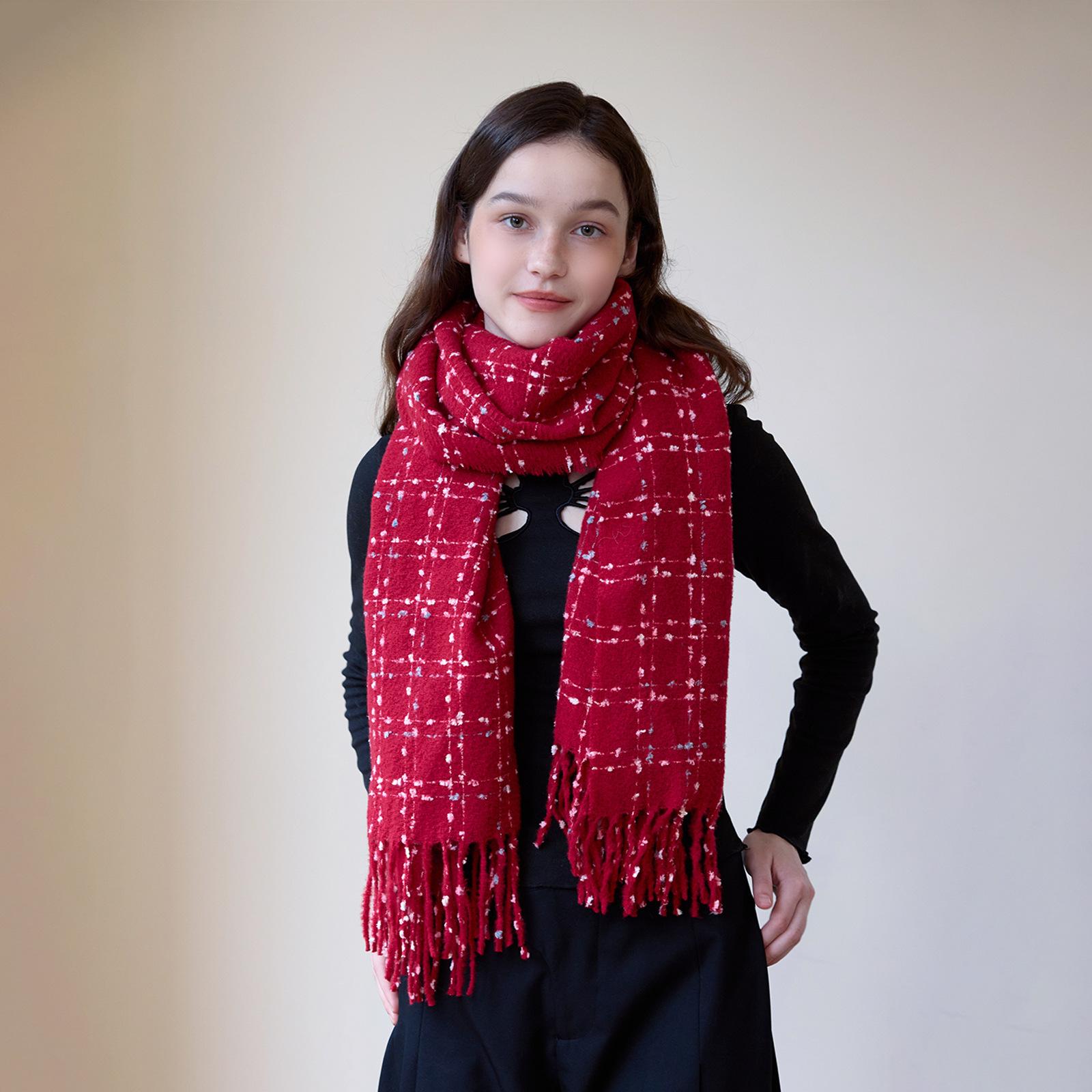 

Cream imitation cashmere plaid scarf women s winter gypsy scarf shawl красный