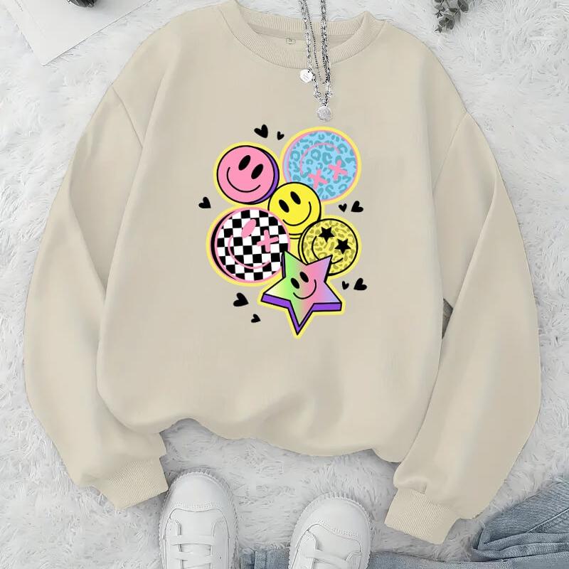 

Стильное женское худи с круглым вырезом и принтом, уникальный дизайн принта и удобство, для подростков и взрослых XXL бежевый