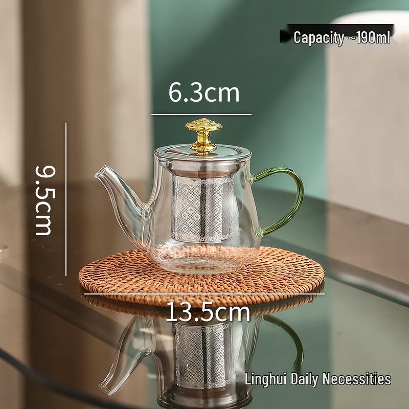 Large Glass Teapot with Lid & Handle, Heat-Resistant, Stainless Steel Infuser, Floating Cup