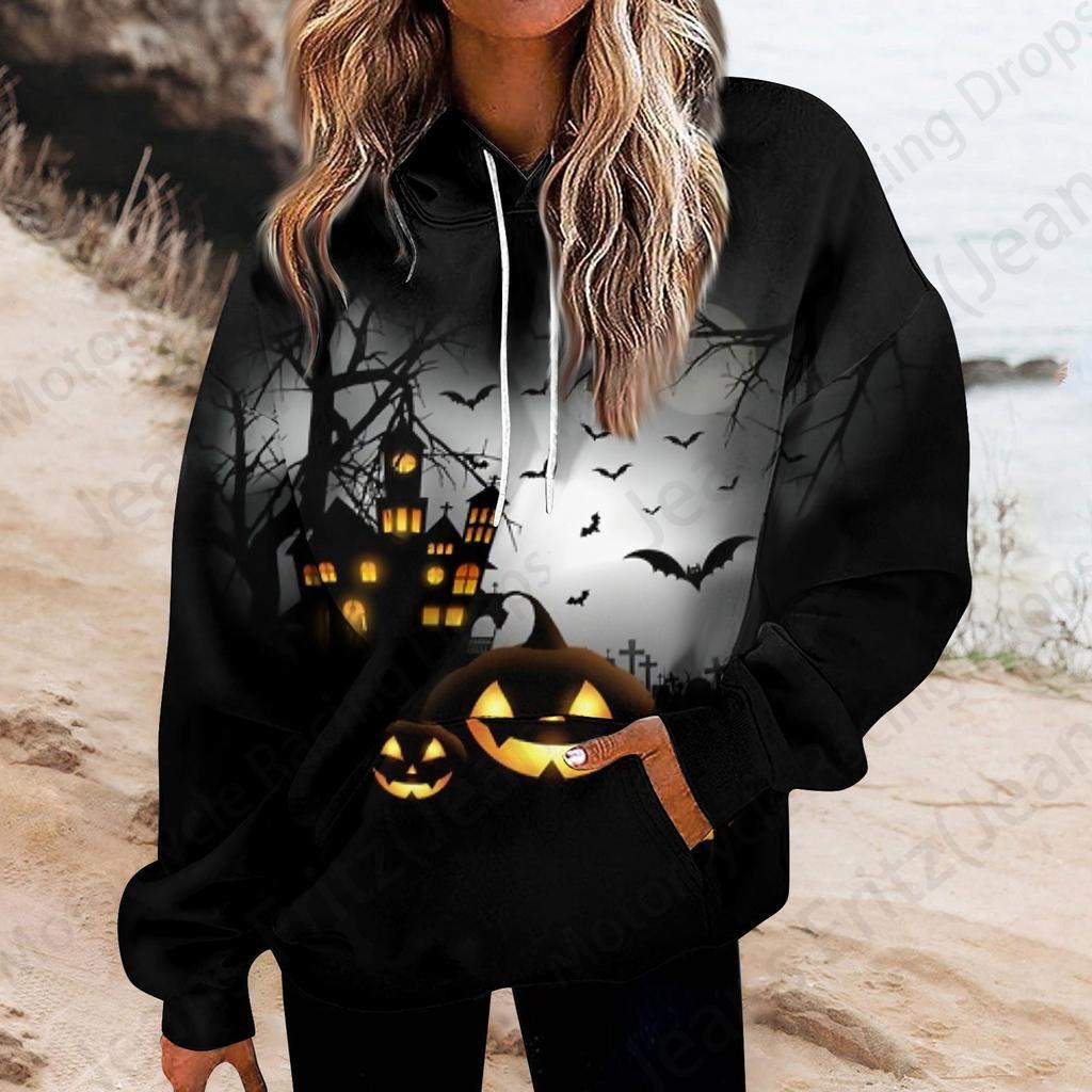 Happy Halloween 3d Print Hoodie Women Fashion Oversized Hoodies Women Sweats Halloween Hoodie Sweatshirt Women Tracksuits Coat