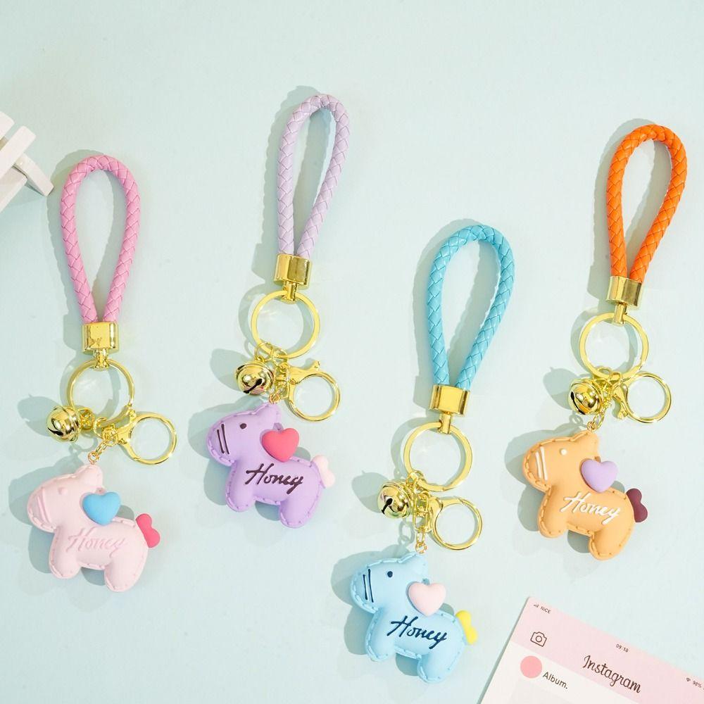 Small Bell Horse Pendant Heart New Year Keychain Fashion Bag Pendant Ornaments  Bag Decor