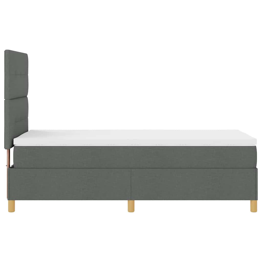 Box Spring Bed with Headboard Dark Gray 100 x 200 cm Fabric