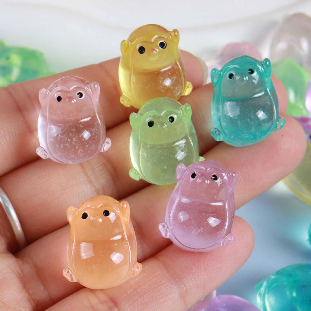 Resin Mini Luminous Animal Figurines - DIY Cartoon Toys for Micro Landscapes, Ideal Children's Gift