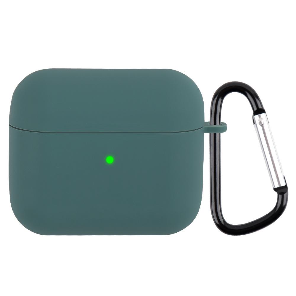 Suitable for AirPods 3 Silicone Solid Color Buckle Earphone Cover Anti-drop Non-slip Protective Cover Portable Soft Case