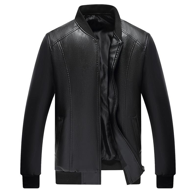 Fall Baseball Collar Black Leather Men's Boyfriend Explosion Thin Men's Baseball Jacket